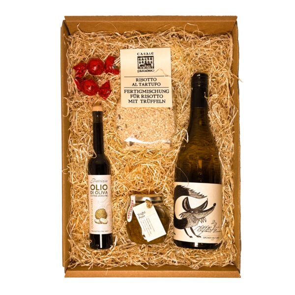 Weihnachtsbox mit Trüffel-Spezialitäten – Feinkost-Kundengeschenk mit Logo