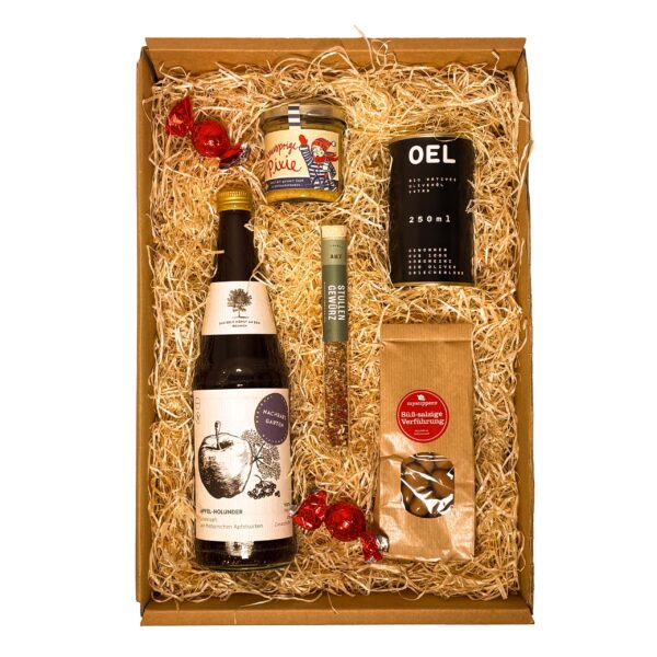 Herzhafte Weihnachtsbox mit Feinkost-Spezialitäten – Feinkost-Kundengeschenk mit Logo