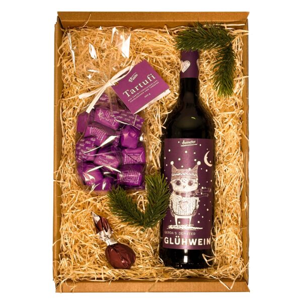 Weihnachtsbox mit Glühwein und Feigen-Konfekt – Feinkost-Kundengeschenk mit Logo