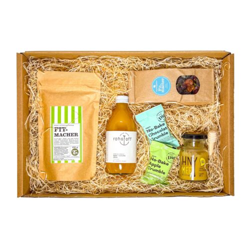 Diese Geschenkbox ist ein ausgewogenes Gute Besserung Geschenk.