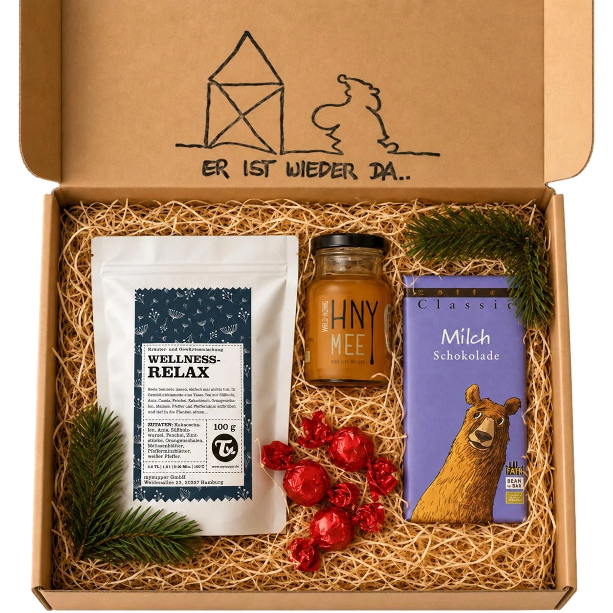 Tee Geschenkset mit Honig und Schokolade – Schöne Bescherung