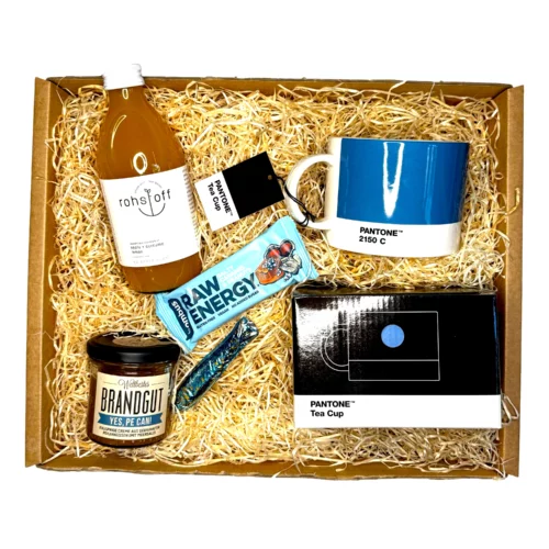 Diese Geschenkbox ist ein schönes Willkommensgeschenk für Mitarbeiter.