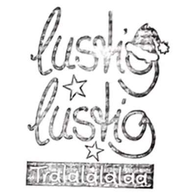 Weihnachtsstempel »Lustig, lustig, tralalala« für die Geschenkbox